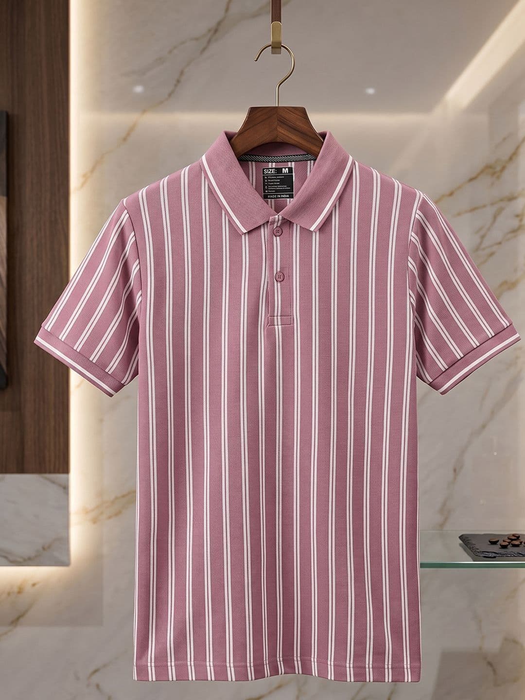 Mast & Harbour Men Striped Polo Collar Pockets T-shirt - view 1