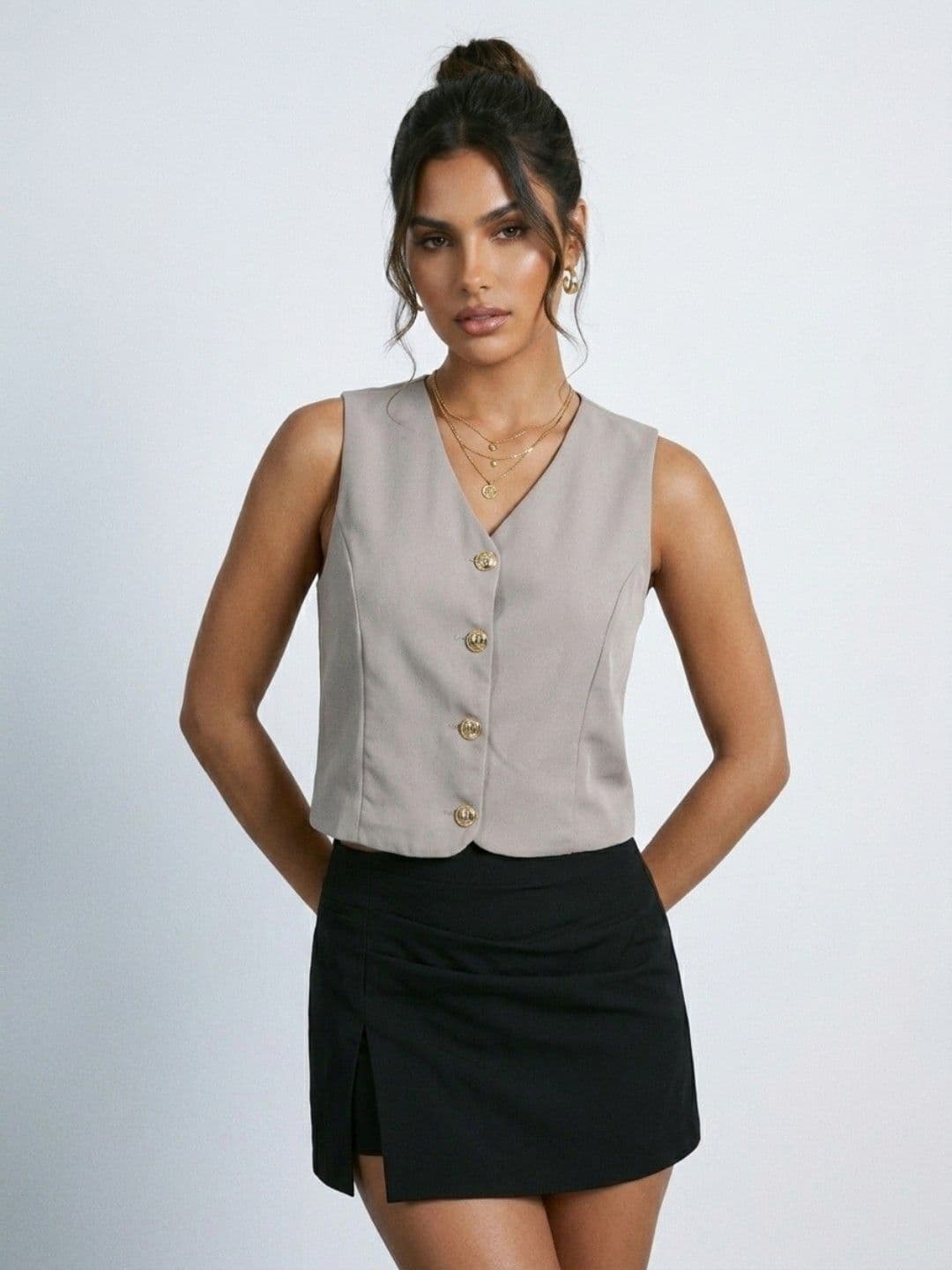 Phosphorus V-Neck Cotton Slim-Fit Waistcoat - view 1