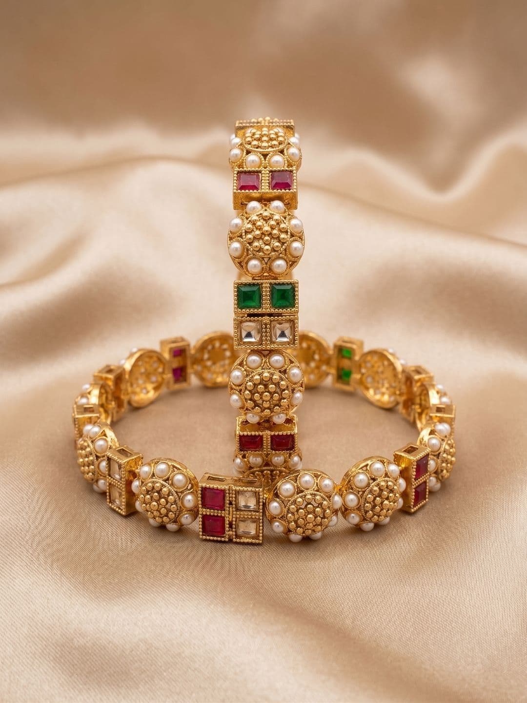 Anouk Set of 2 Gold-Plated Pearls Bangles - view 1