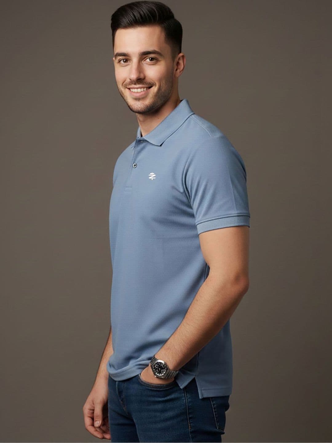 HERE&NOW Men Brand Logo Polo Collar T-shirt - view 1