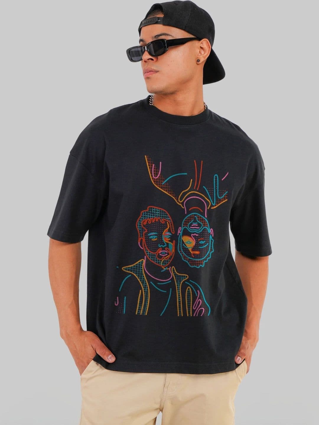 LazyGreg Men Oversized Graphic Cotton T-shirt - view 1