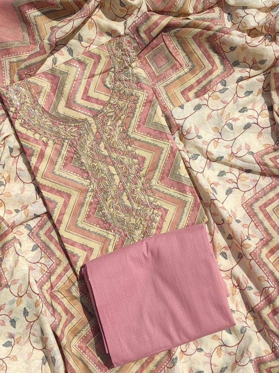FAB JUNCTION Printed Pure Cotton Unstitched Dress Material - view 1