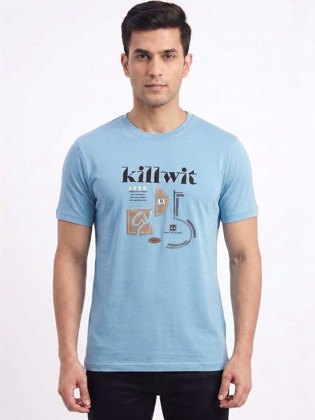 Plugin Men's Blue Typography Round Neck T-shirt - view 1