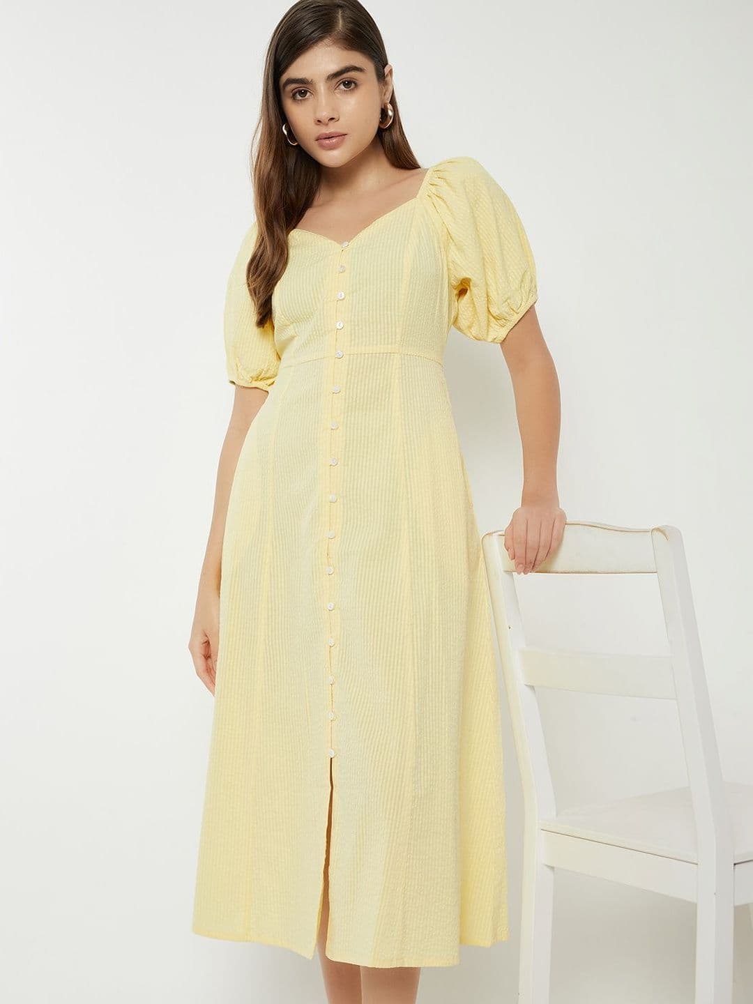 max Puff Sleeve A-Line Midi Dress - view 1