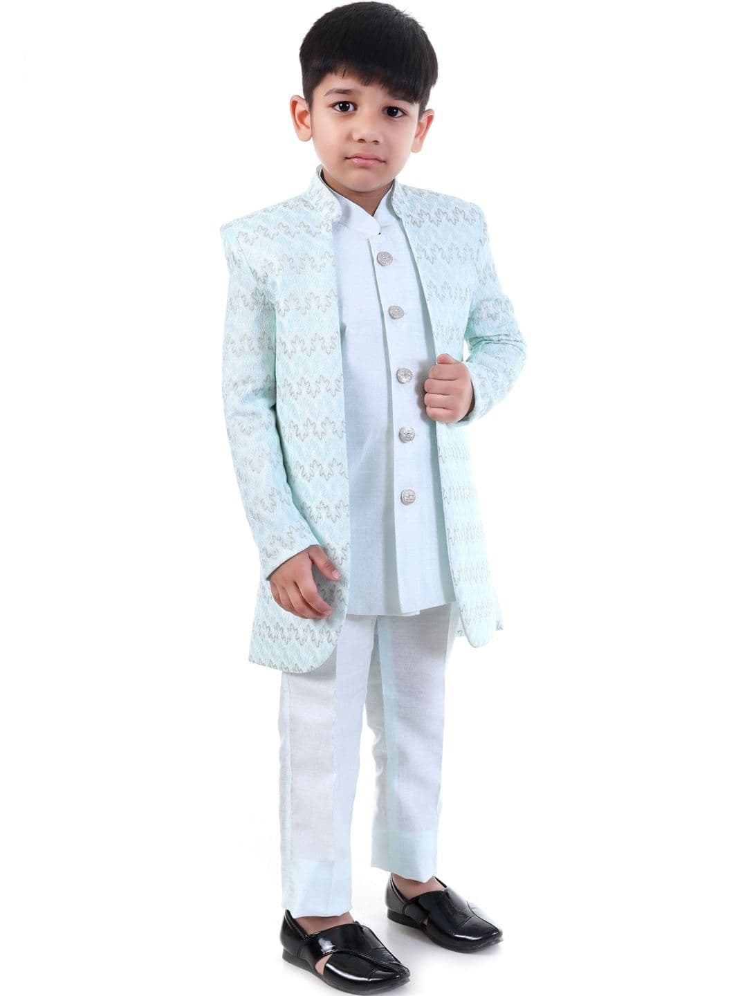 Huggle Boo Boys Embroidered Mandarin Collar Sherwani Set - view 1