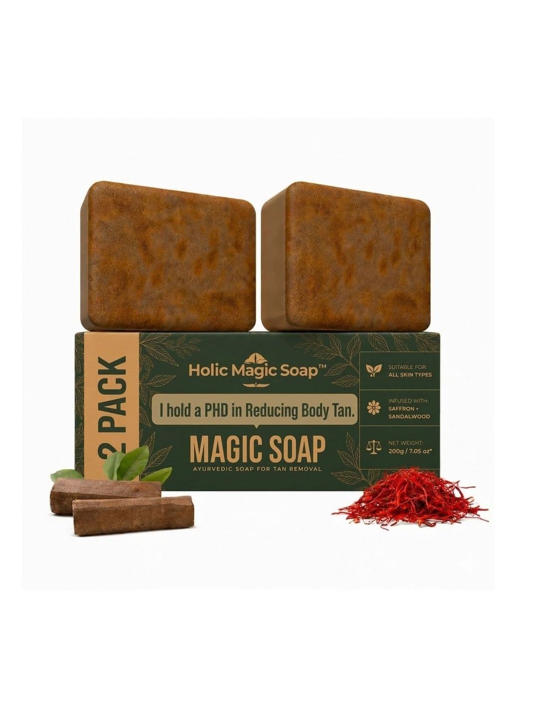 Chamit Set Of 2 Sandalwood & Saffron Magic Soaps - 100 g Each - view 1
