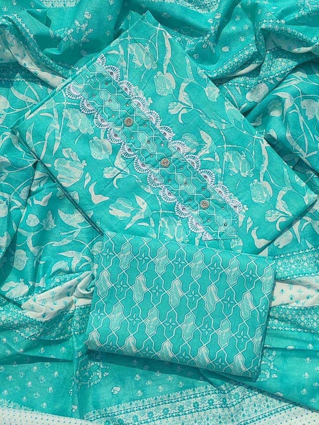 FAB JUNCTION Printed Pure Cotton Unstitched Dress Material - view 1