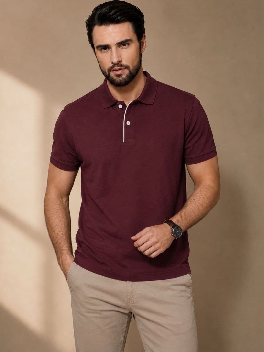 FEVERFEW Men Polo Collar T-shirt - view 1