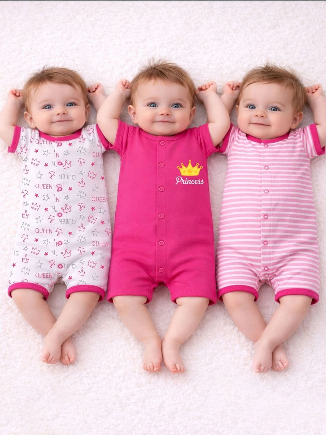 KidBee Infants Pack Of 3 Printed Pure Cotton Rompers - view 1