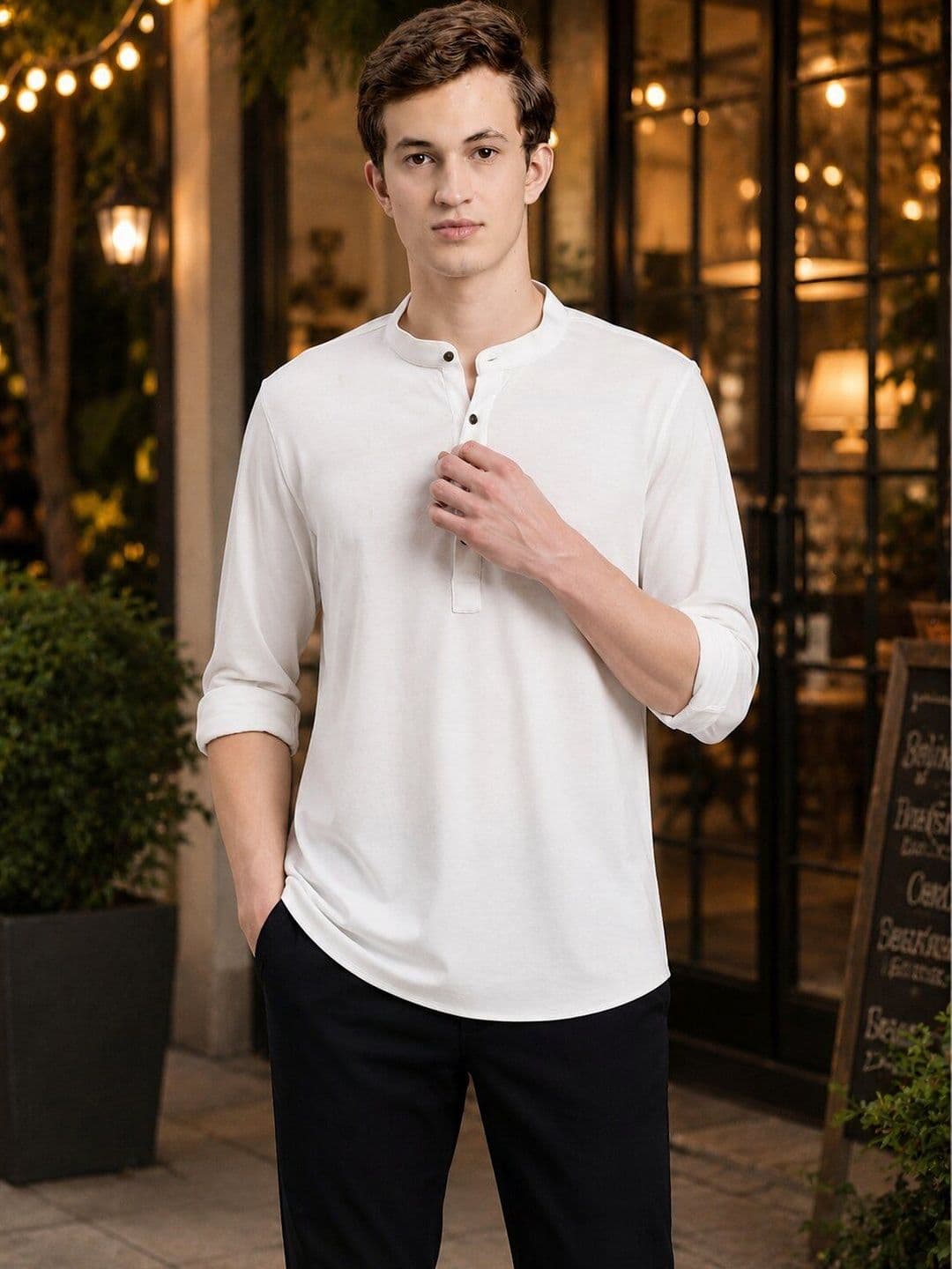 Turtle Men Thread Work Kurta - view 1