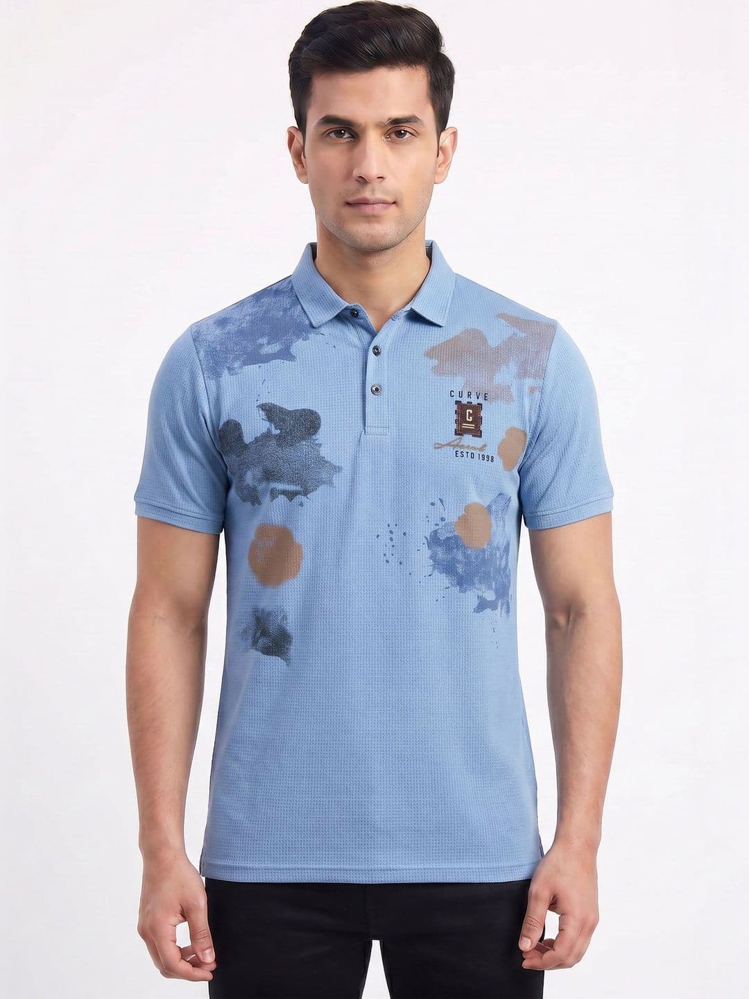 Plugin Men Printed Polo Collar T-shirt - view 1