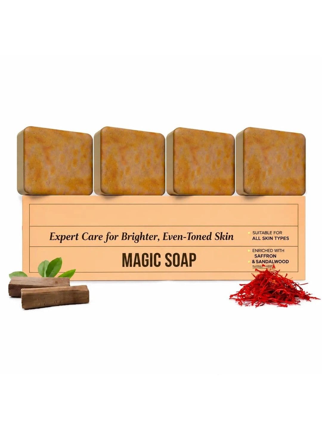 MAQOiW Set Of 4 Sandalwood & Saffron Magic Soaps - 100 g Each - view 1