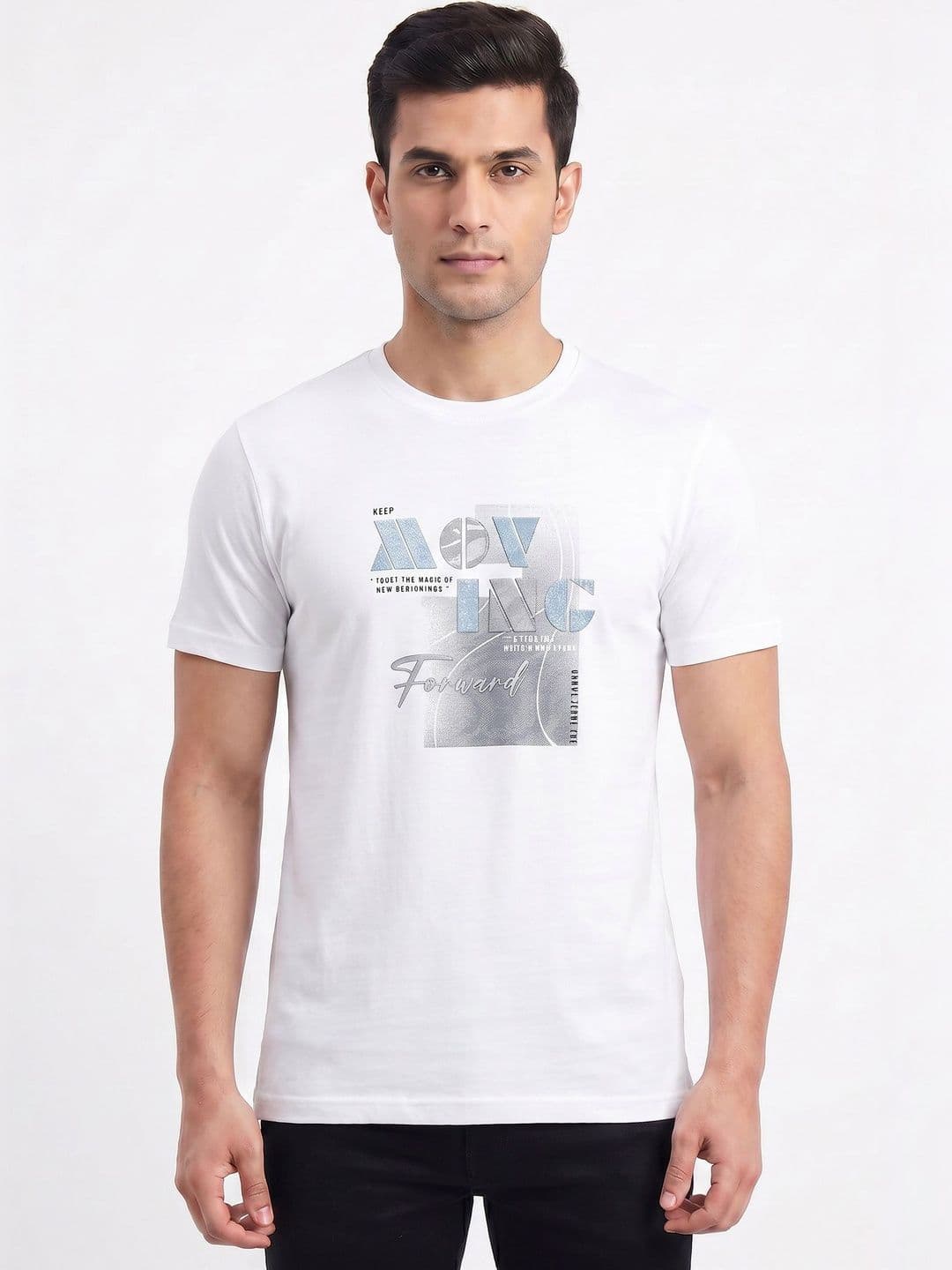 Plugin Men's White Typography Round Neck T-shirt - view 1