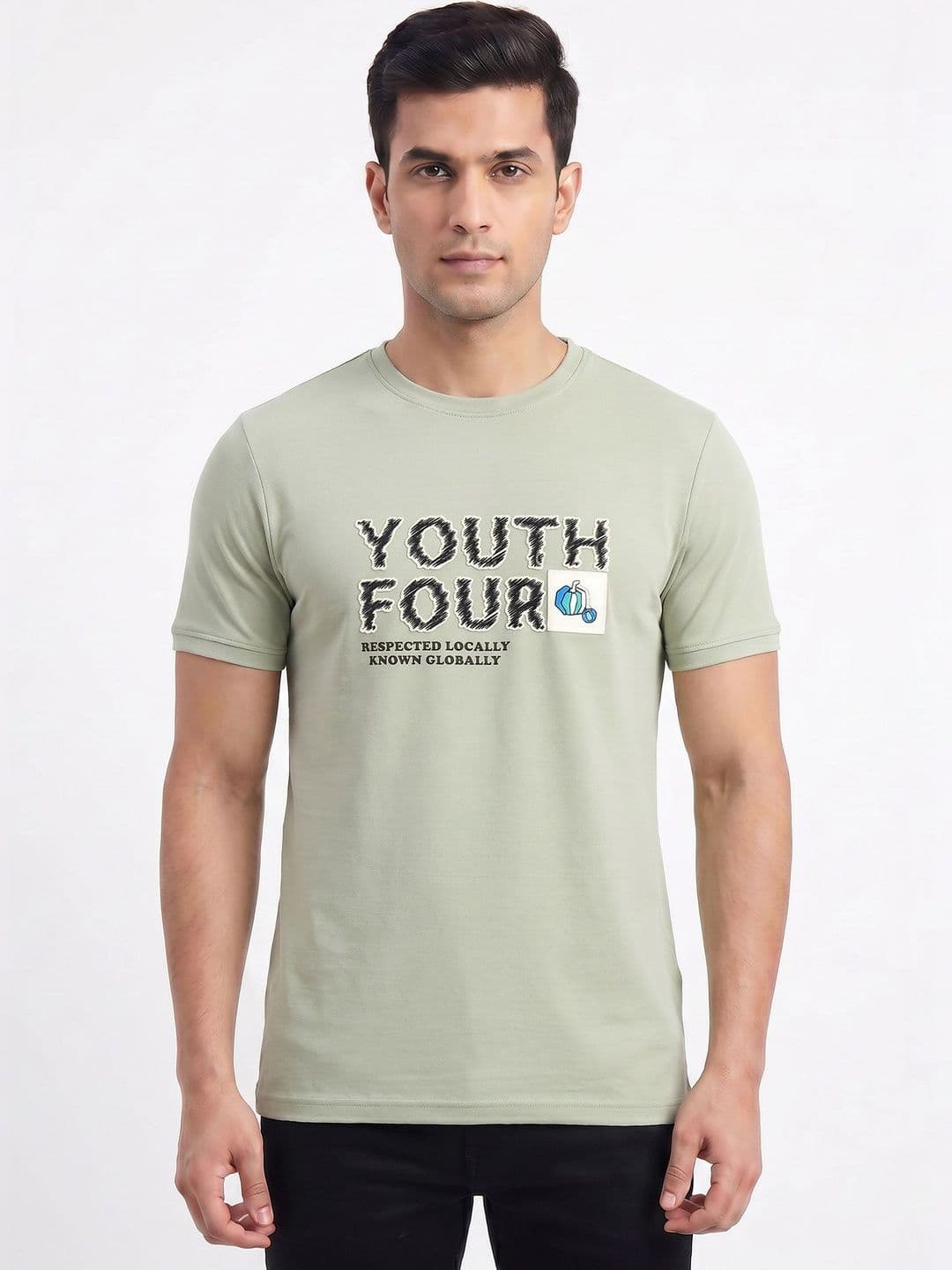 Plugin Men's Green Typography Round Neck T-shirt - view 1