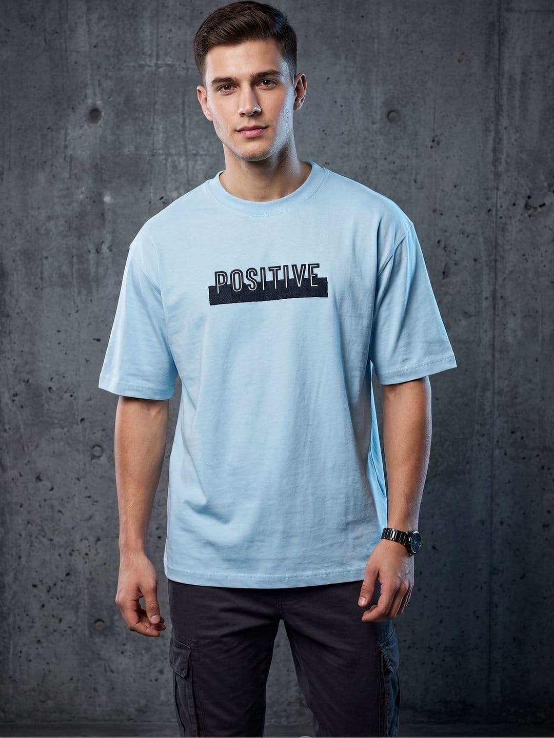 Mast & Harbour Men Typography Printed Drop-Shoulder Sleeves T-shirt - view 1