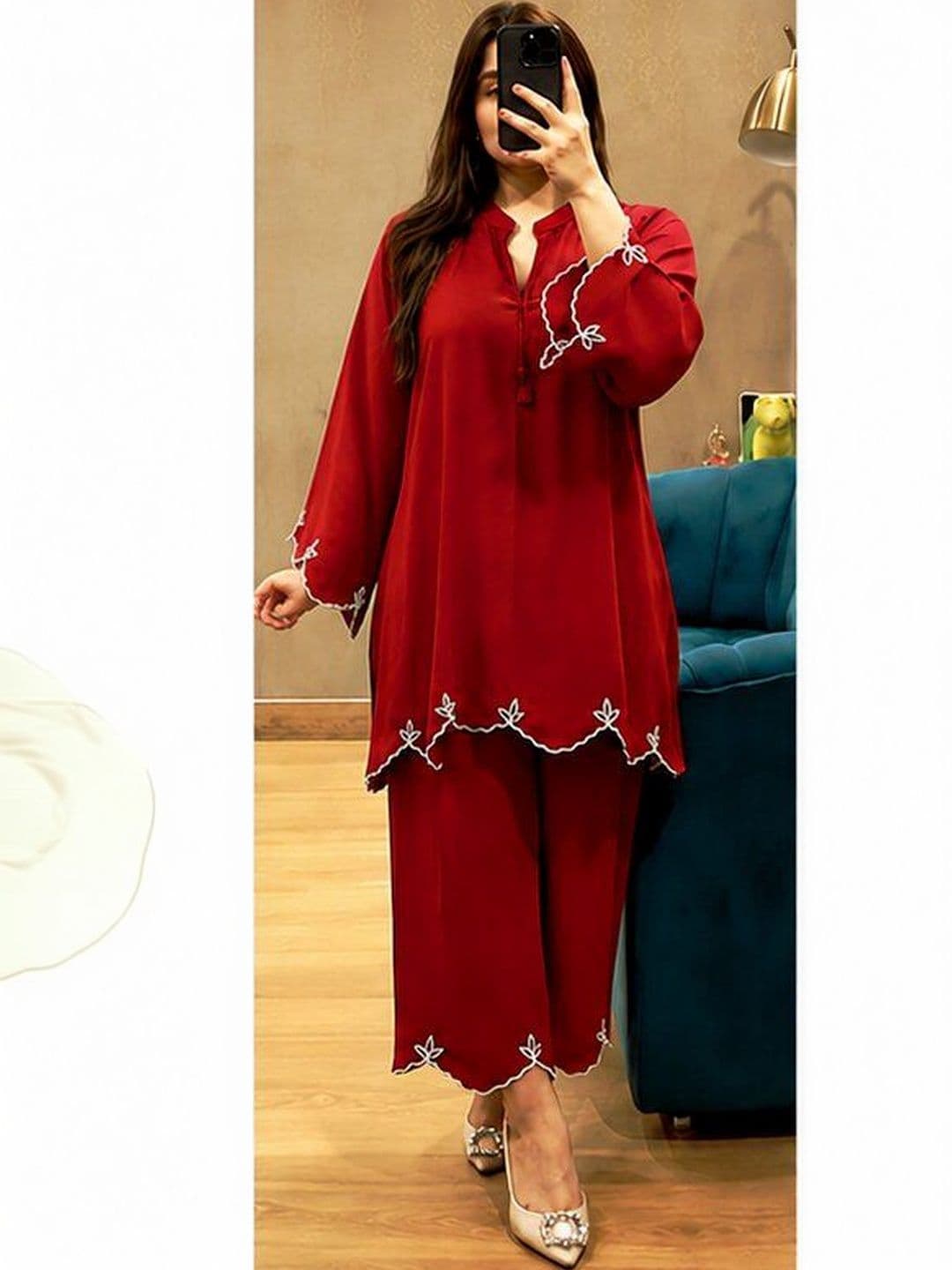 kipek Embroidered Tunic with Palazzos - view 1