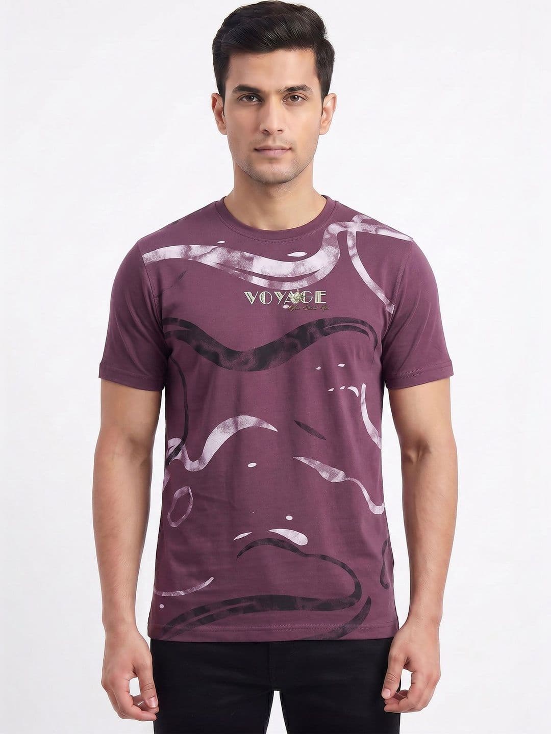 Plugin Voyage Men Abstract Round Neck T-shirt - view 1