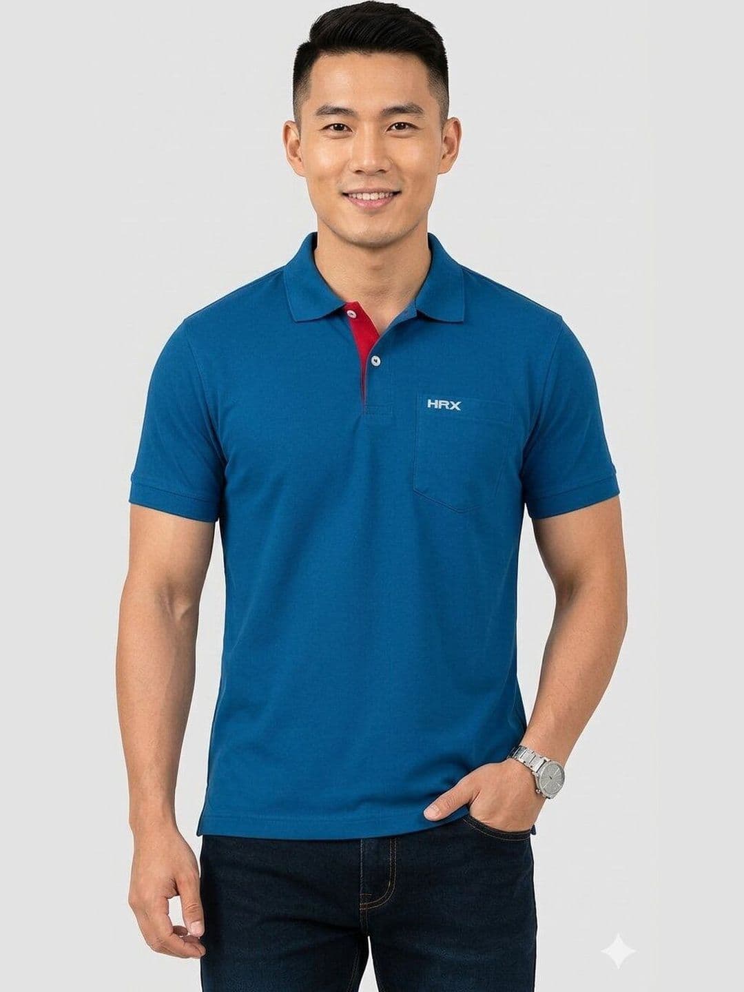 HRX by Hrithik Roshan Men Brand Logo Polo Collar Pockets T-shirt - view 1