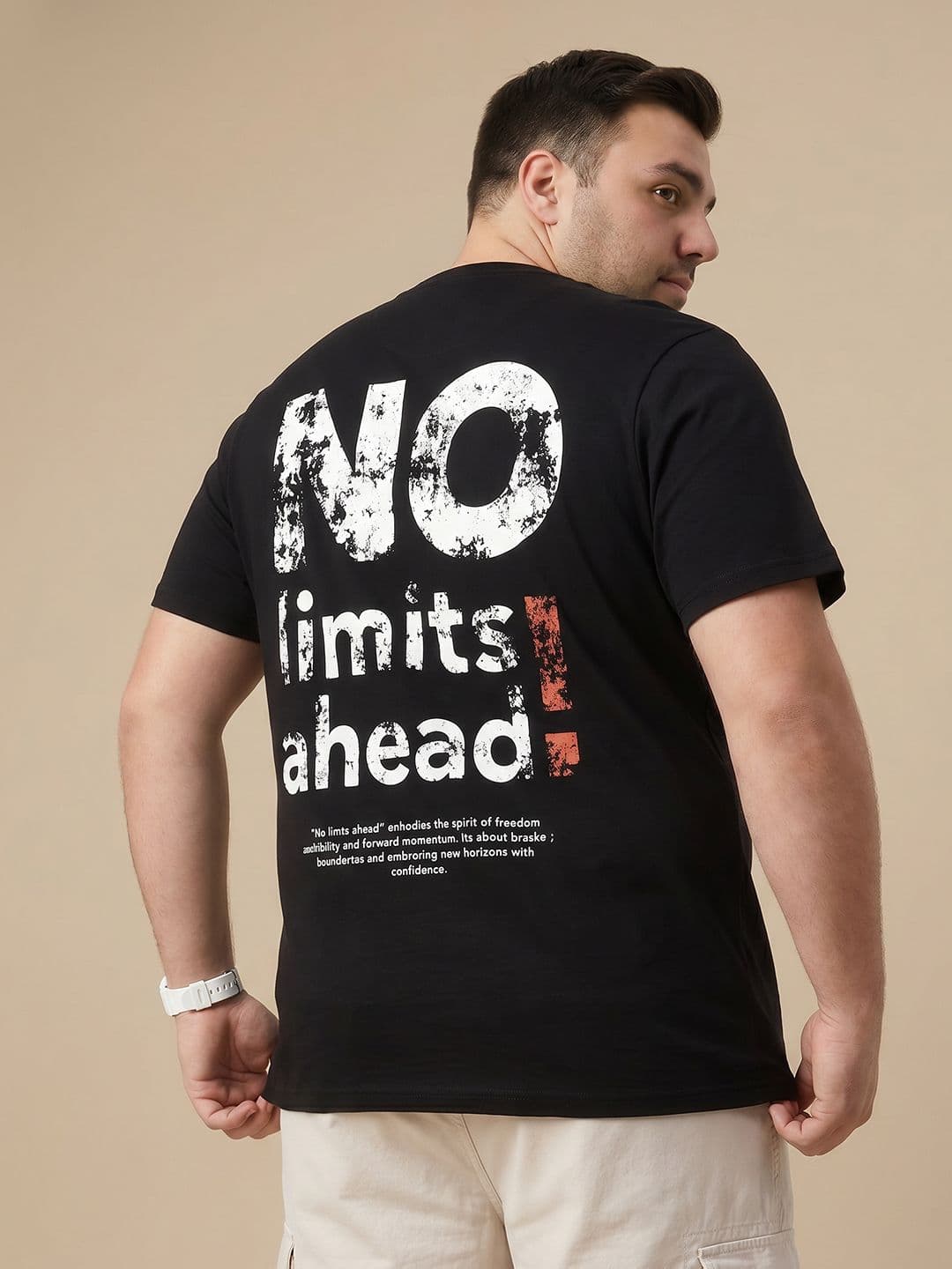 Sztori Plus Size Typography Printed Pure Cotton T-Shirt - view 1