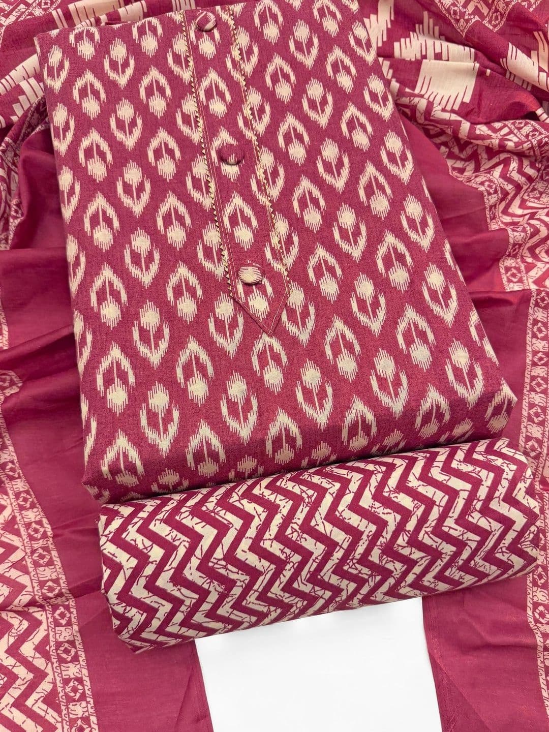 CLEMIRA Floral Printed Gotta Patti Unstitched Dress Material - view 1