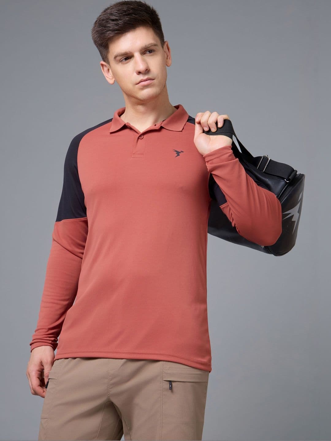 Technosport Men Brand Logo Colourblocked Polo Collar Slim Fit T-shirt - view 1