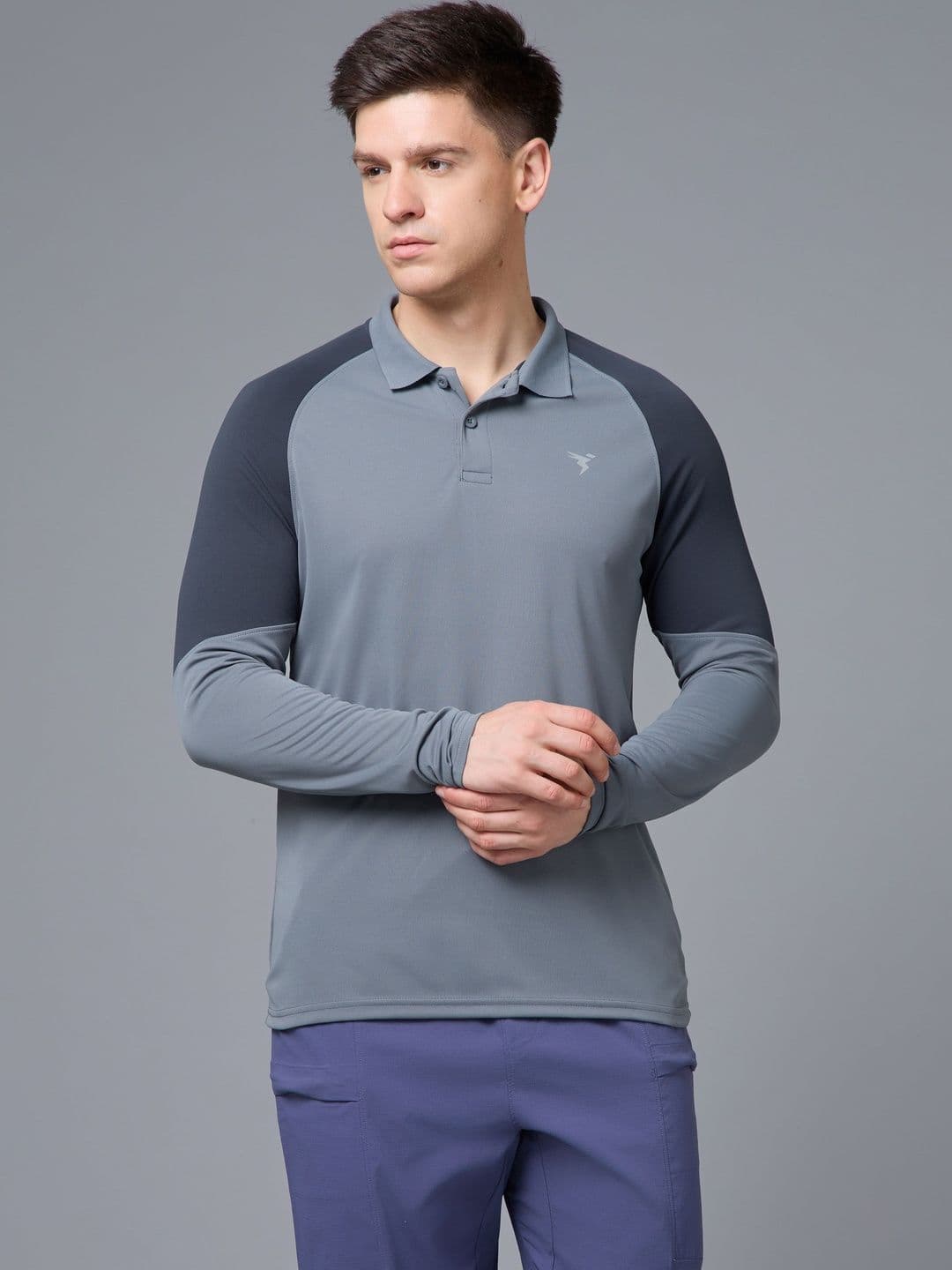 Technosport Men Brand Logo Colourblocked Polo Collar Slim Fit T-shirt - view 1