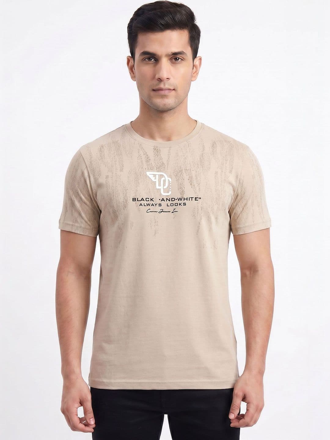 Plugin Khaki Graphic Round Neck T-shirt - view 1