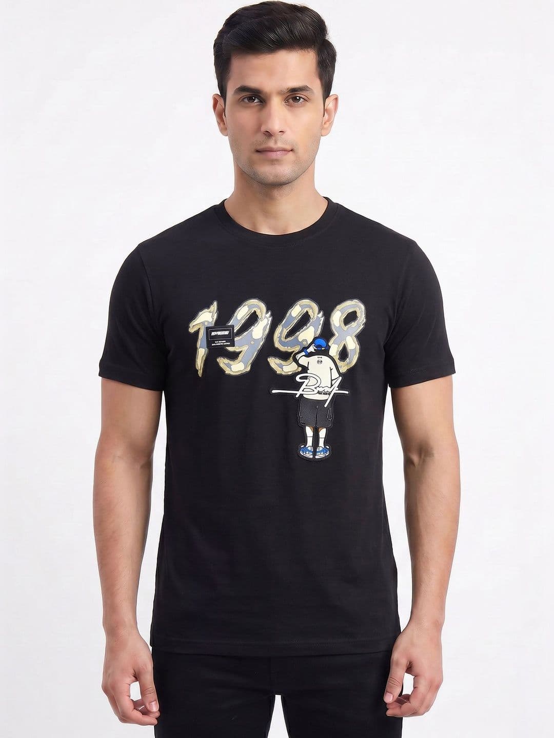 Plugin Men's Black Graphic Round Neck T-shirt - view 1