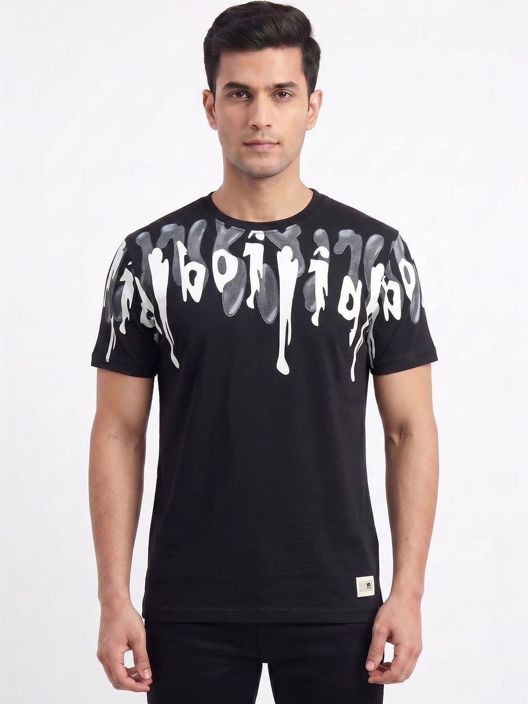 Plugin Men's Abstract Print Round Neck T-shirt - view 1