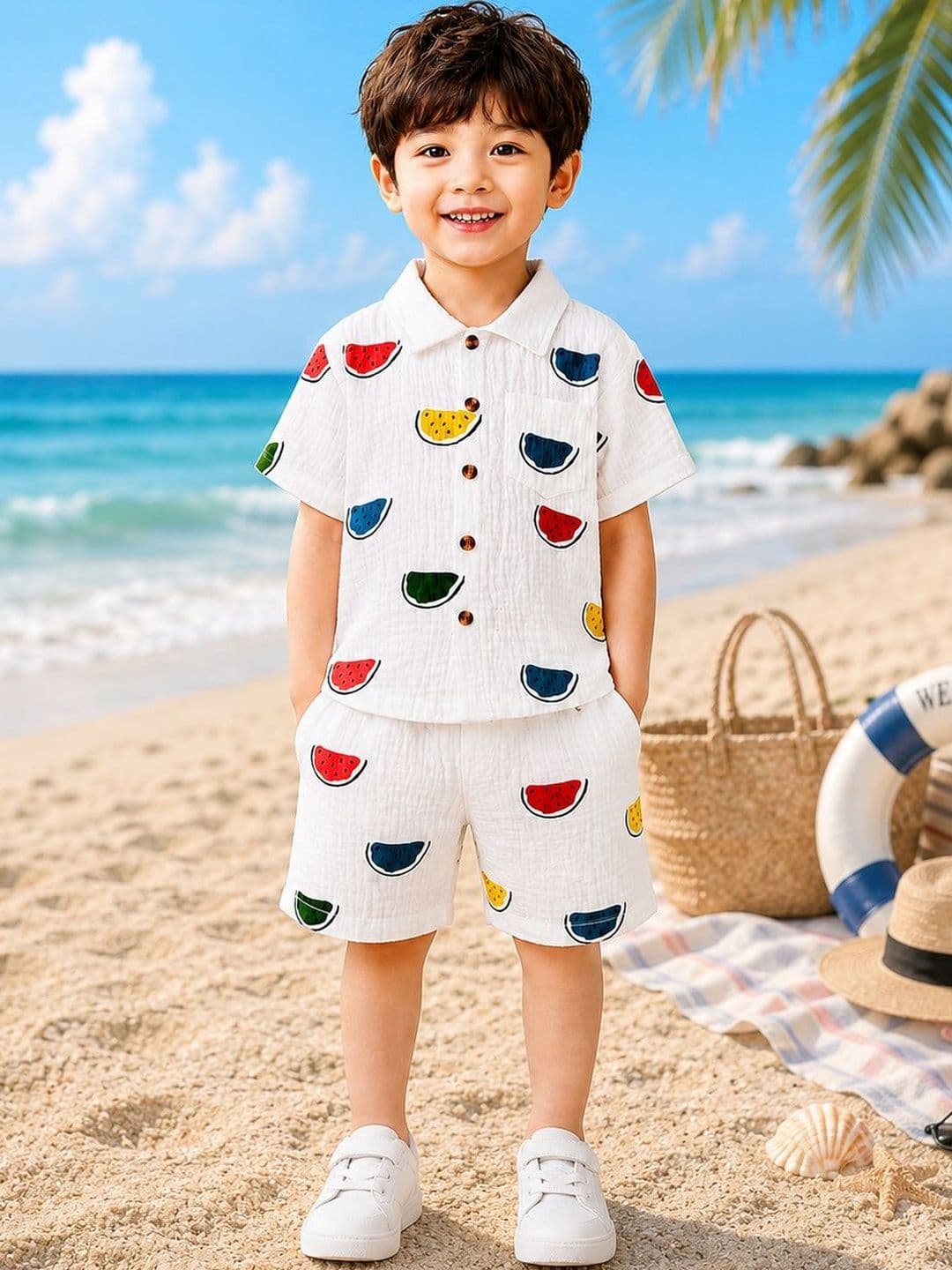 INDIASHAAT Tropical Printed Shirt with Shorts - view 1