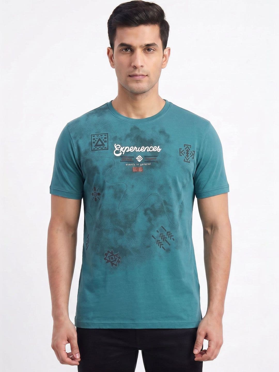Plugin Teal Graphic Round Neck T-shirt - view 1