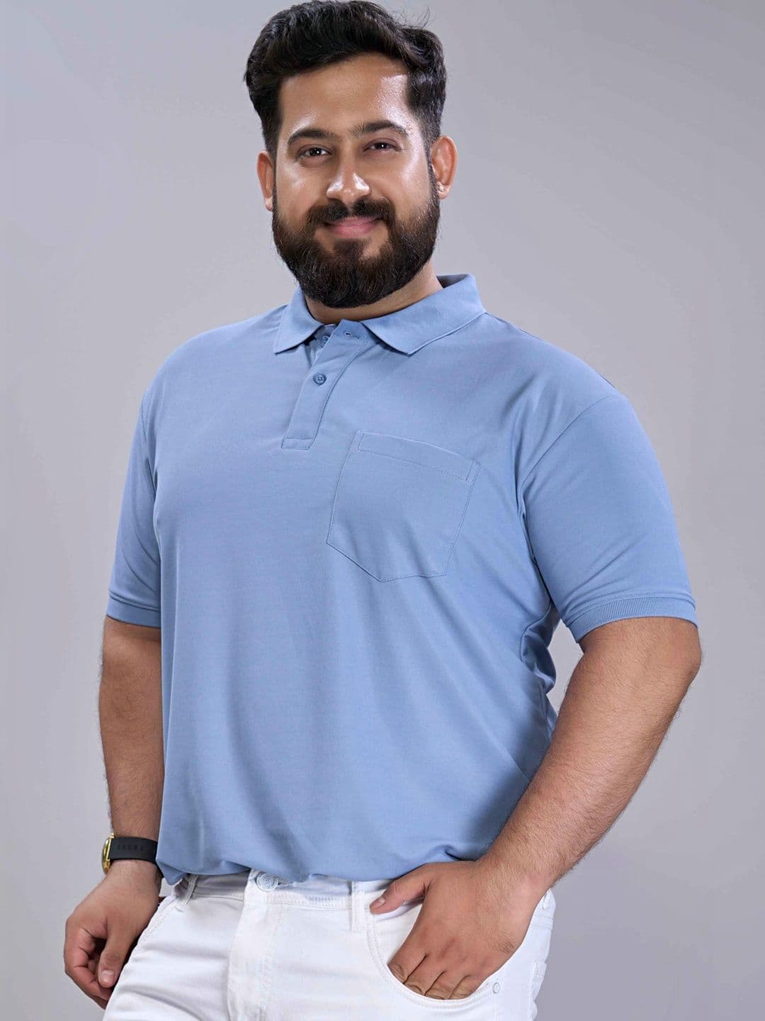 MAXZONE Men Polo Collar Pure Cotton Blend T-shirt - view 1