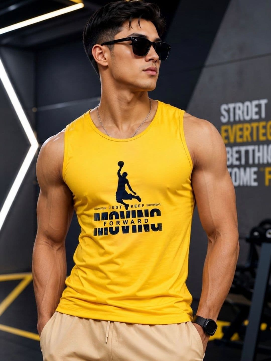 Looks United Printed Gym Vest - view 1
