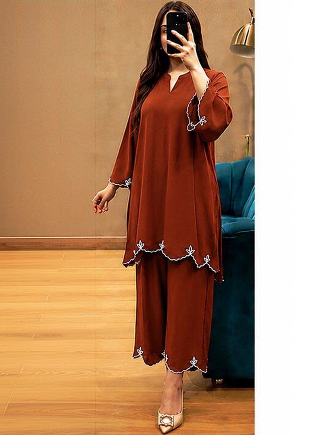 kipek Embroidered Tunic with Palazzos - view 1