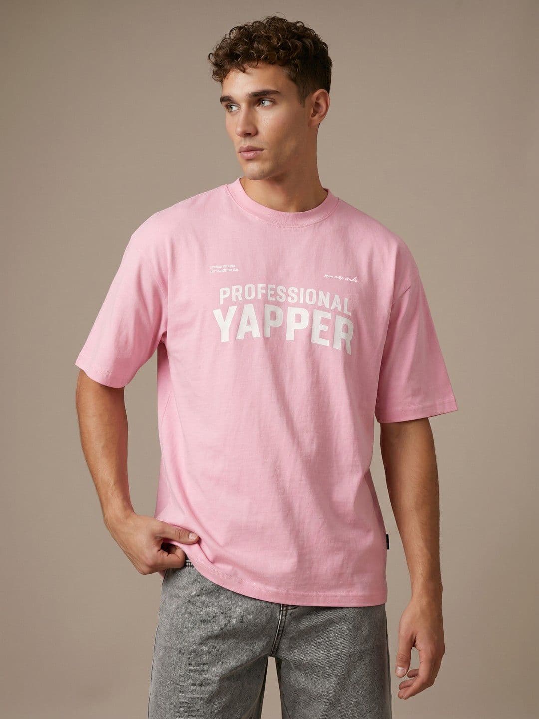 glitchez Typography Printed Oversized Fit T-shirt - view 1