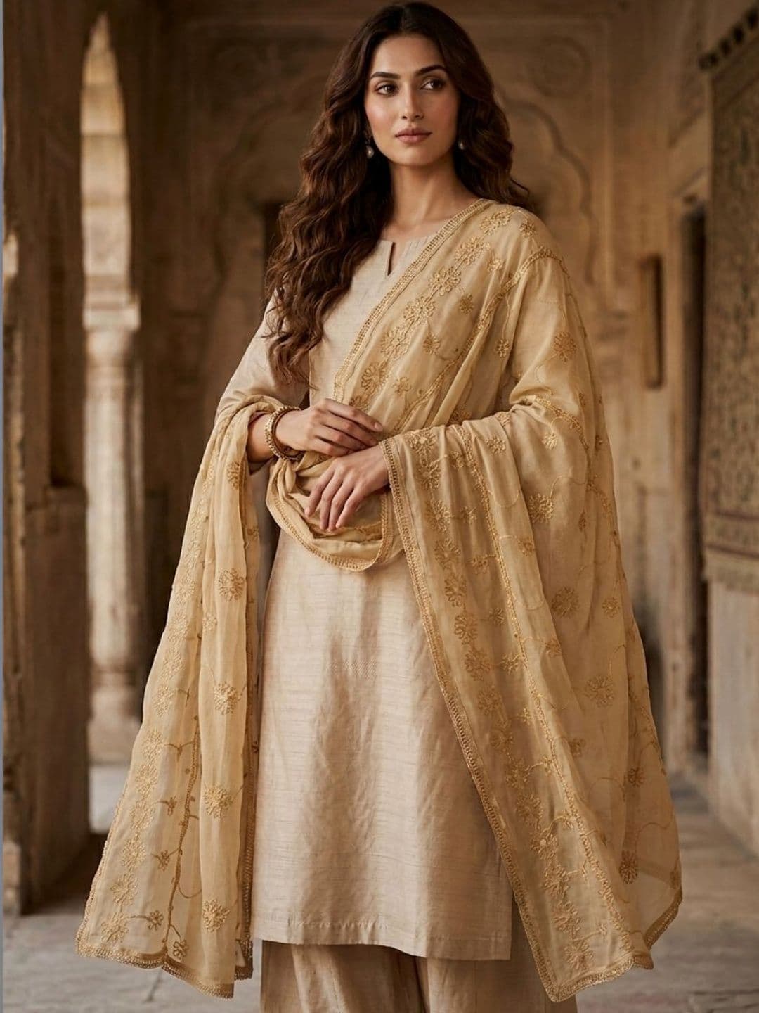 Dupatta Bazaar Embroidered Dupatta with Thread Work - view 1