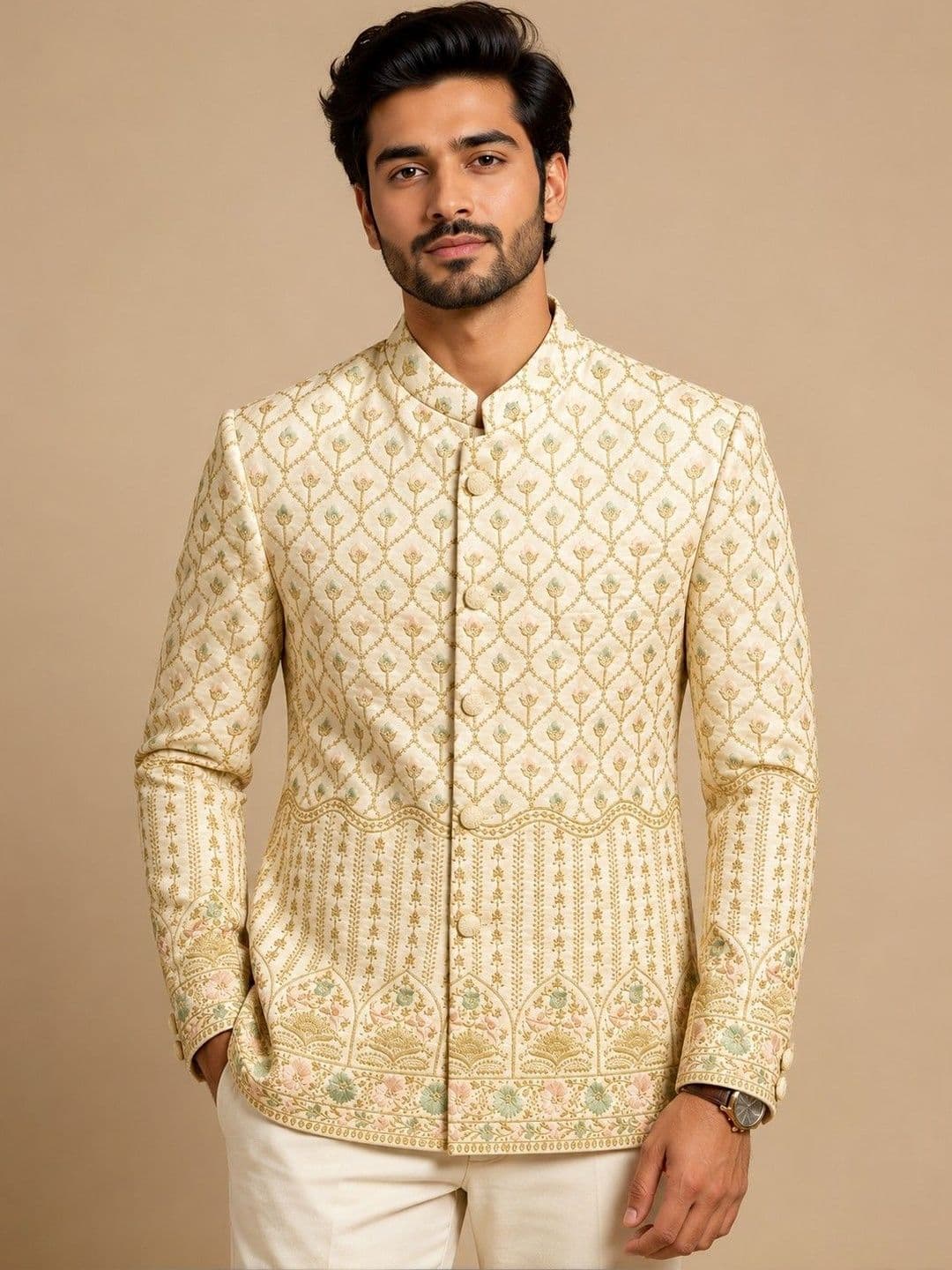 ESTYLISHKART Men Floral Lightweight Tailored Jacket with Embroidered - view 1