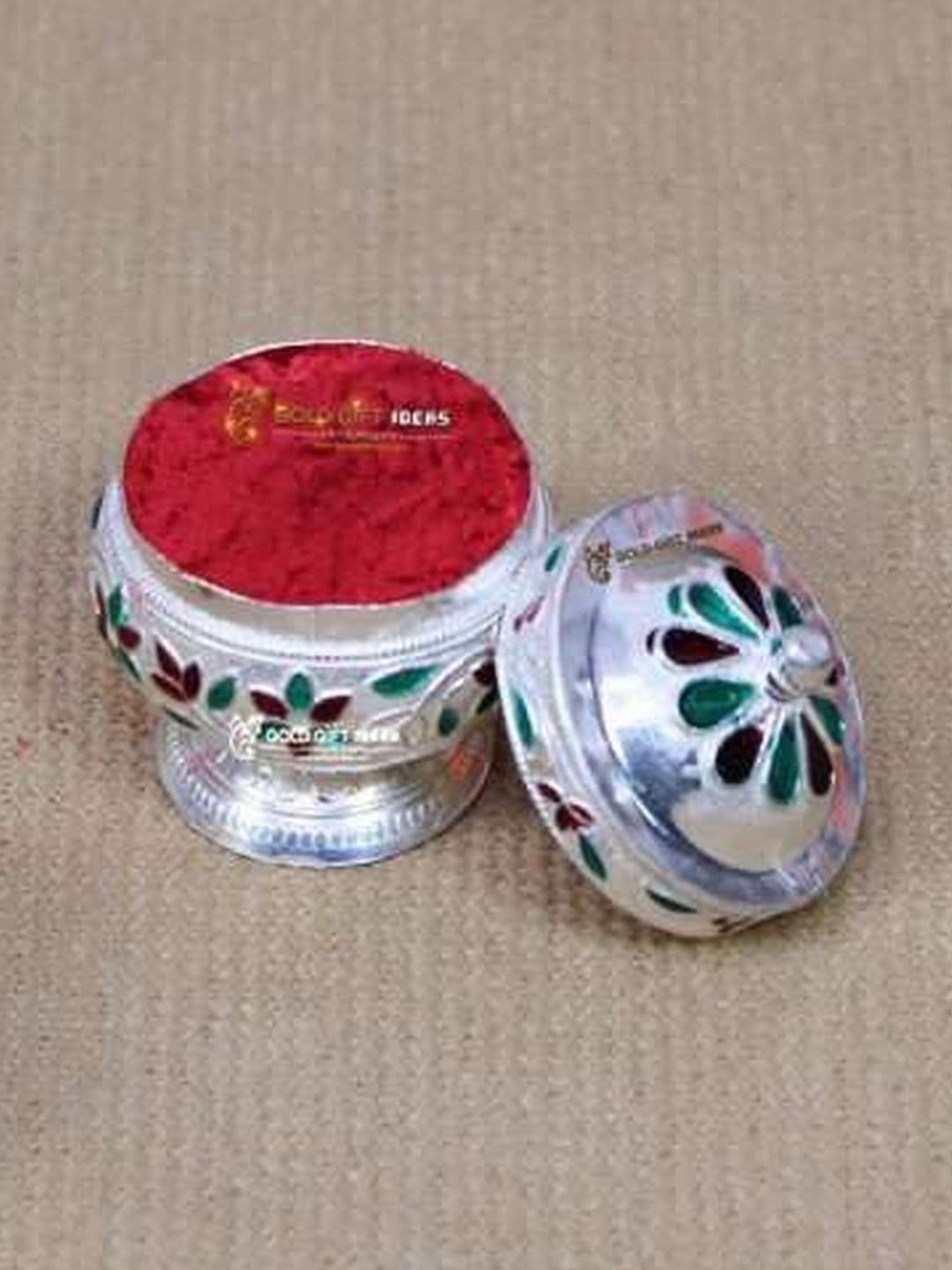 GoldGiftIdeas Silver-Plated Haldi Kumkum Box - view 1