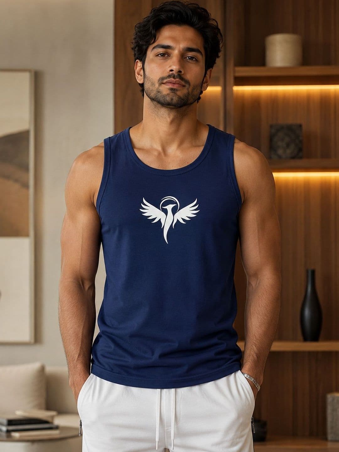 Dollar Printed Cotton Gym Vest - view 1