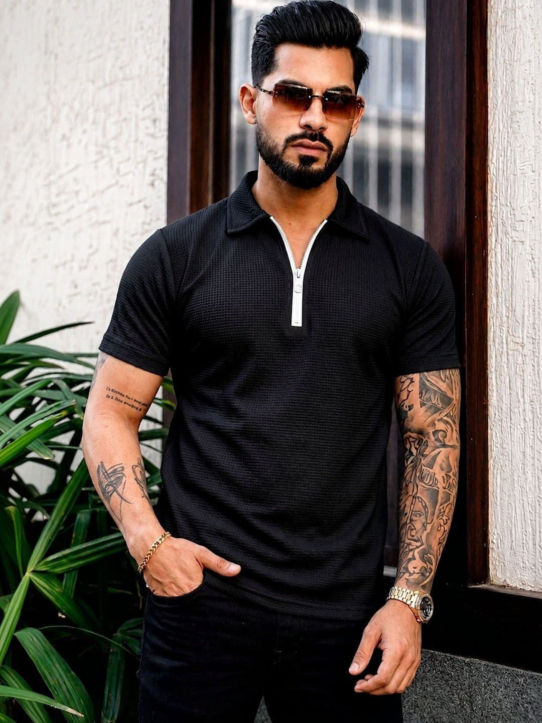 R.Code by The Roadster Life Co. Men High Neck T-shirt - view 1