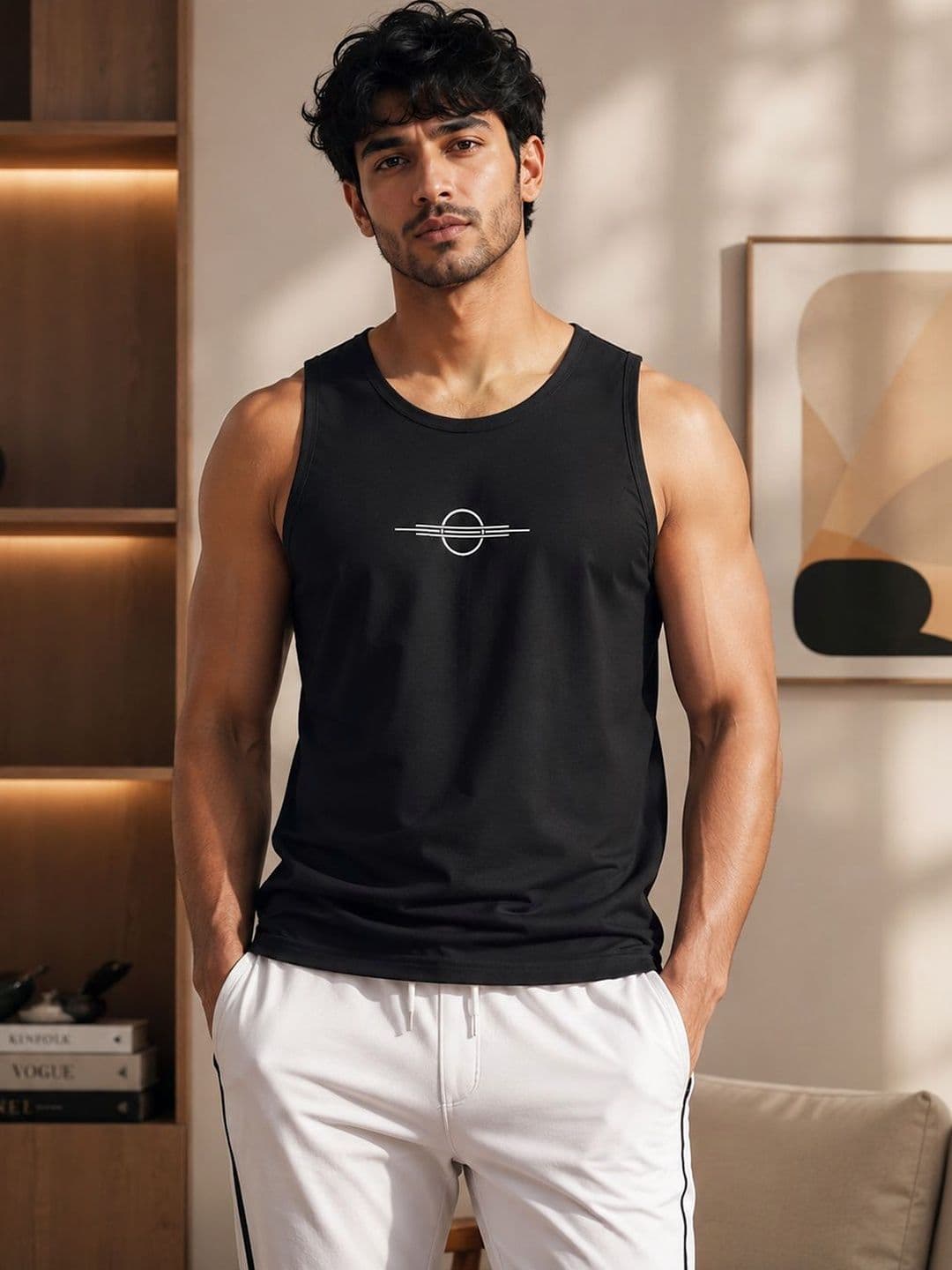 Dollar Printed Cotton Gym Vest - view 1