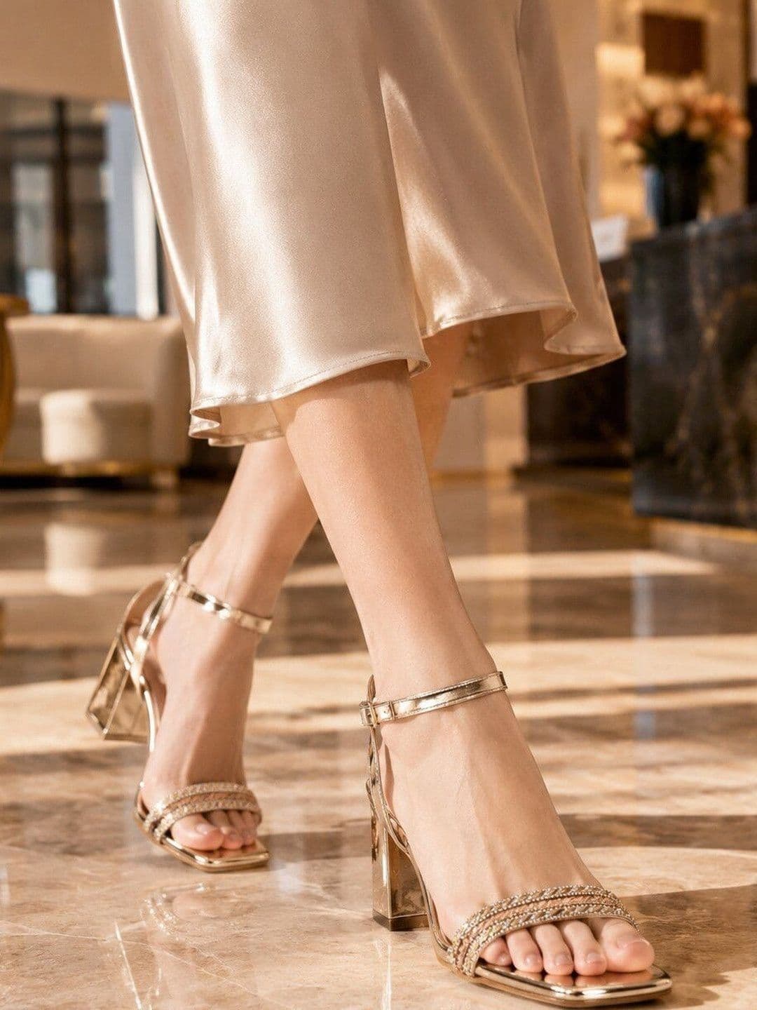 DressBerry Embellished Party Block Sandals - view 1