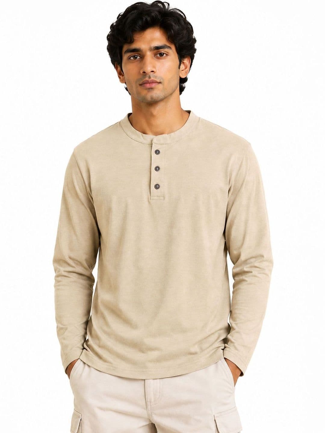 Organic Chics Men Henley Neck Pure Cotton Anti Odour T-shirt - view 1