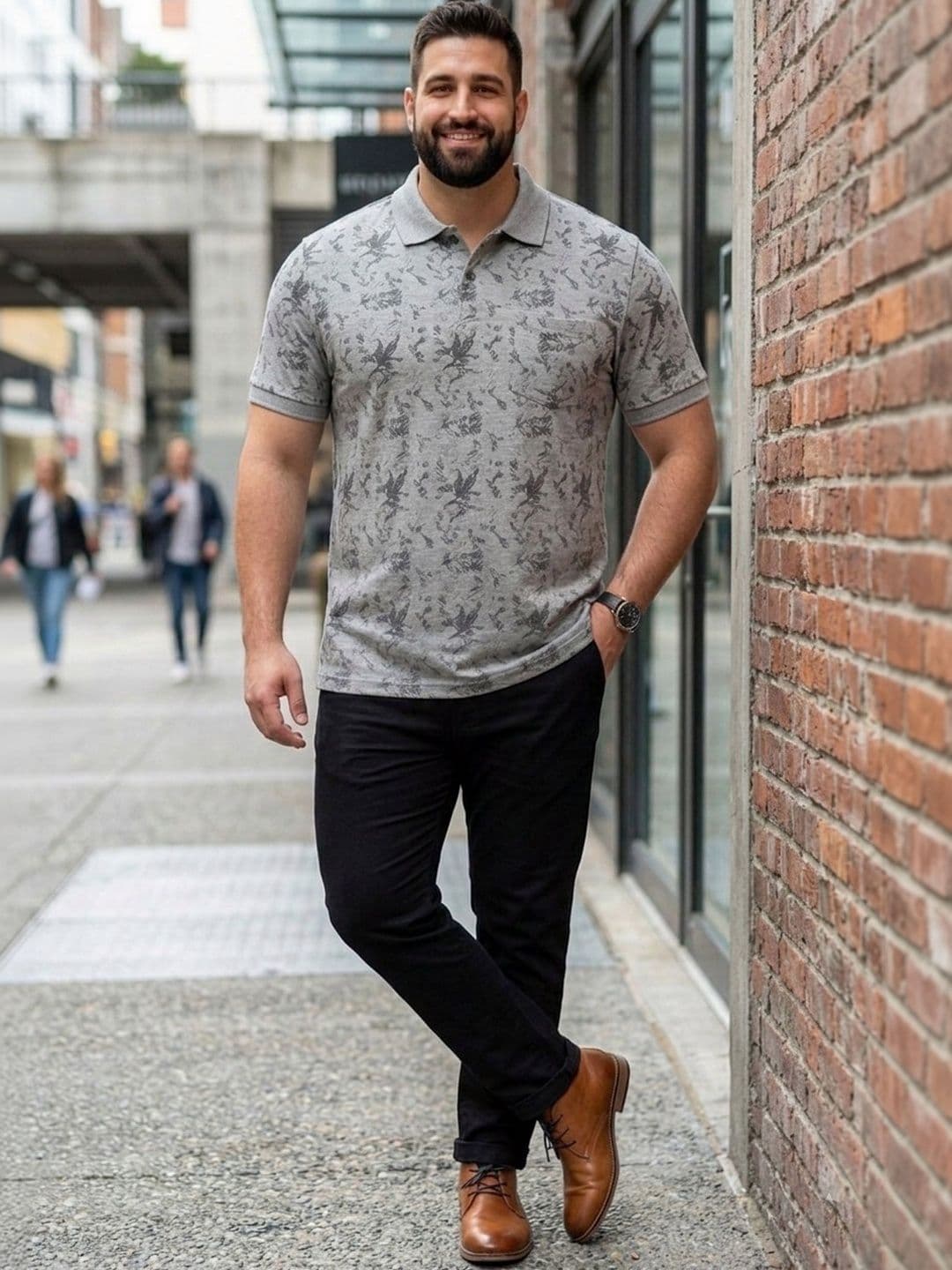 Sztori Men Floral Printed Polo Collar T-shirt - view 1