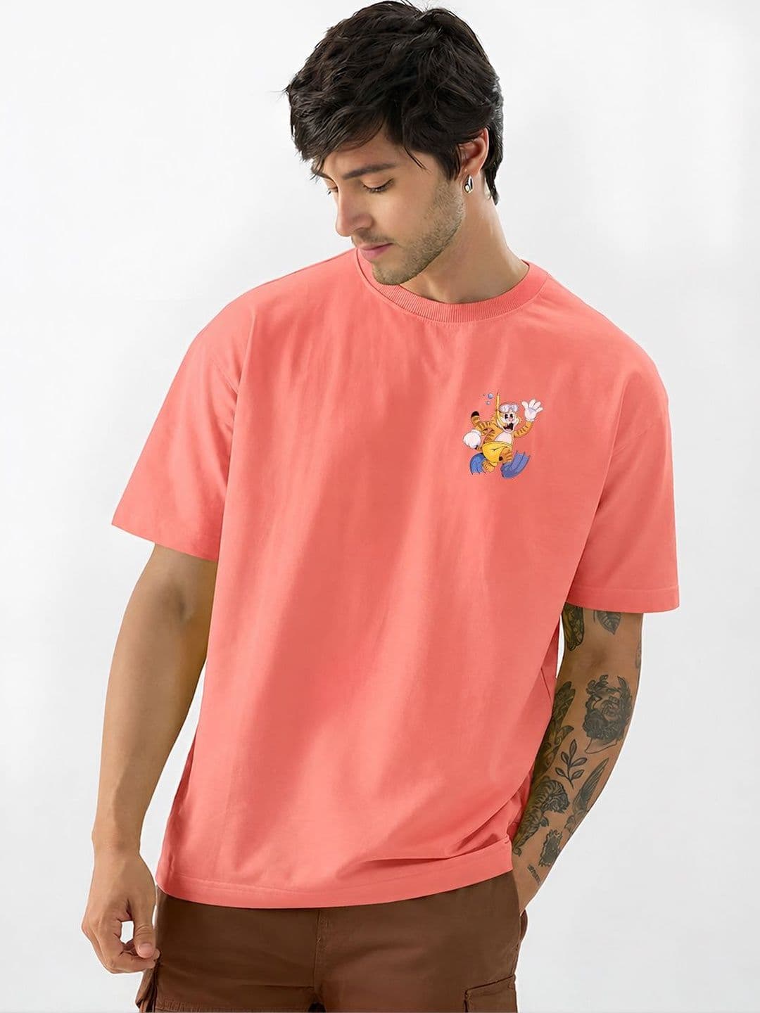 8 Minutes Men Garfield Printed Drop-Shoulder Sleeves T-shirt - view 1