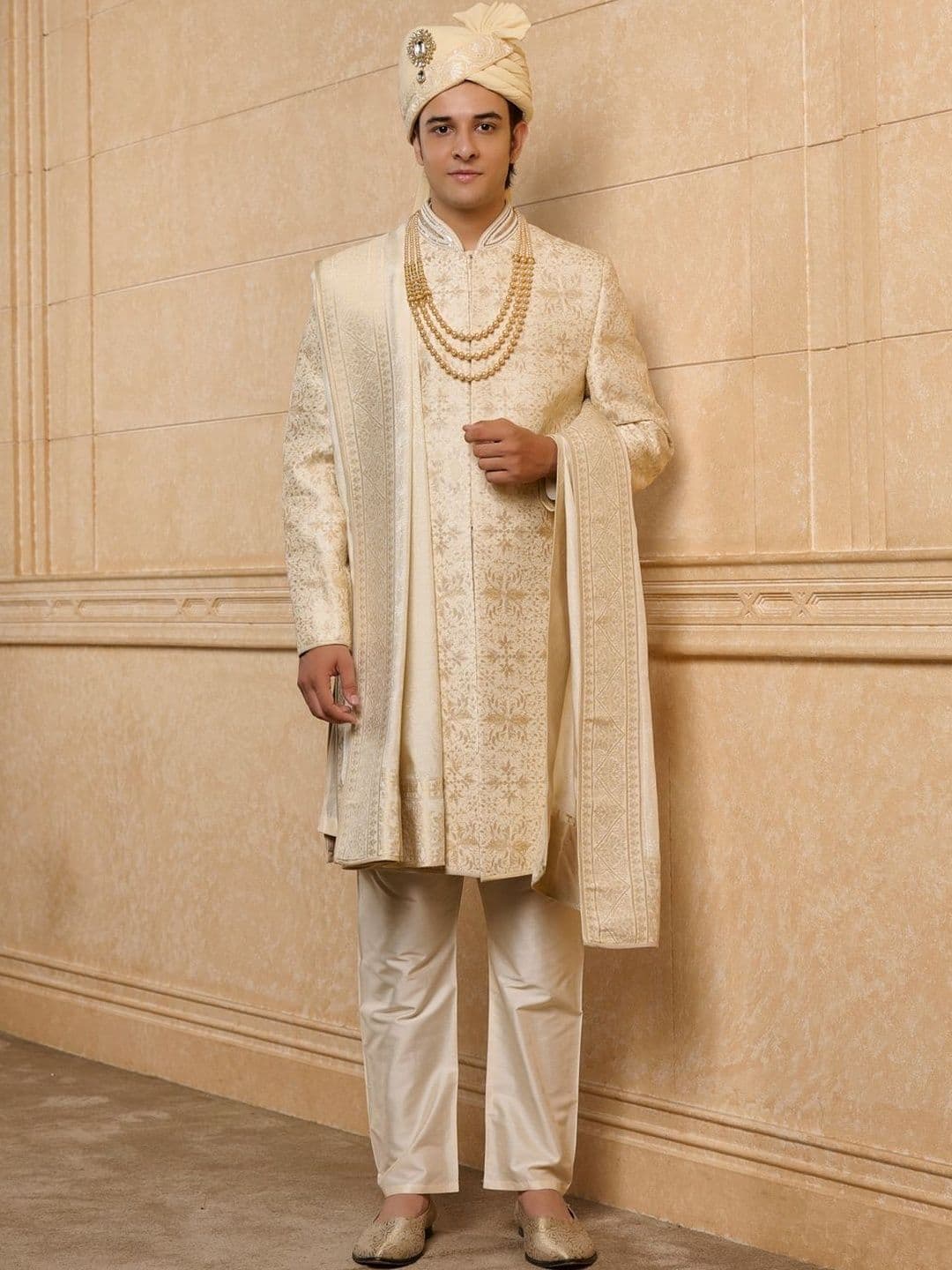 Tasva Ivory Royal Court Sherwani Set - view 1