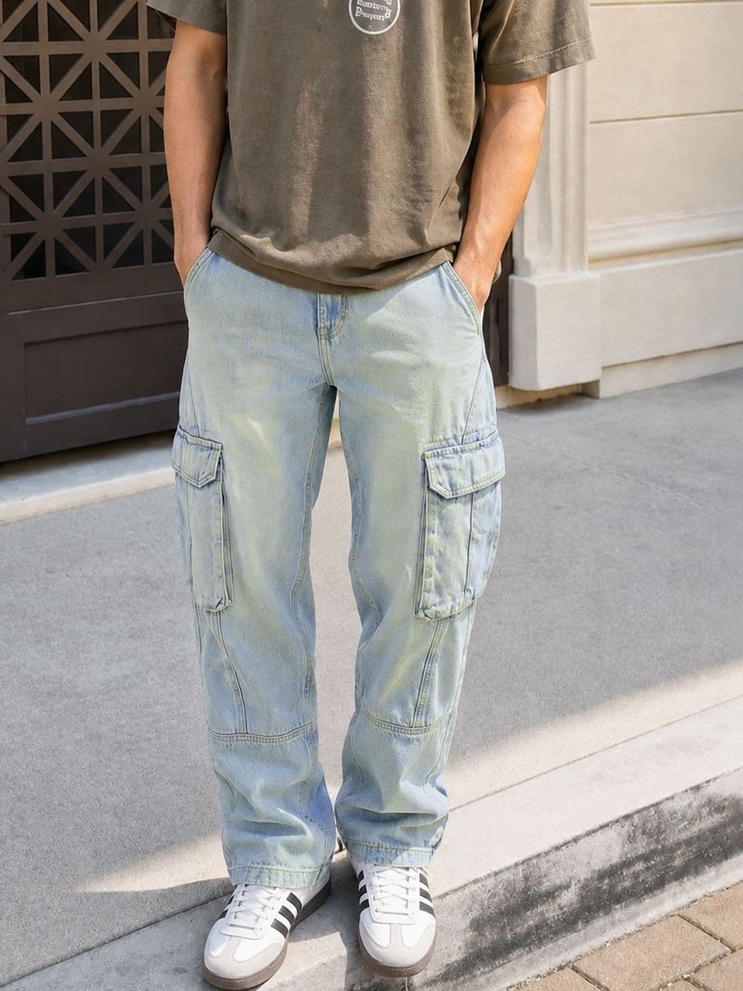 The Indian Garage Co Men Relaxed Fit Clean Look Heavy Fade Pure Cotton Jeans - view 1