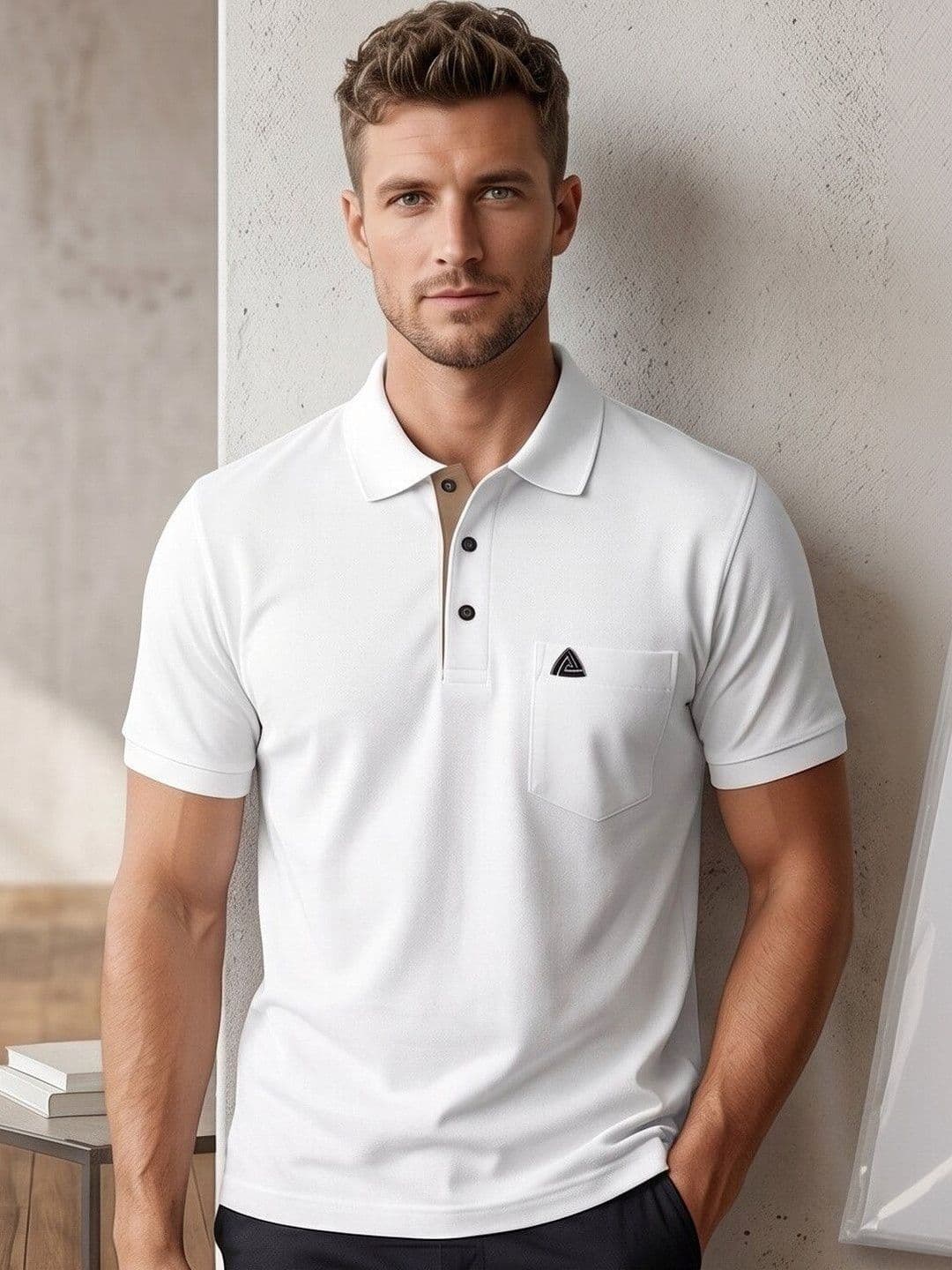 Pierre Carlo Men Polo Collar Pockets T-shirt - view 1