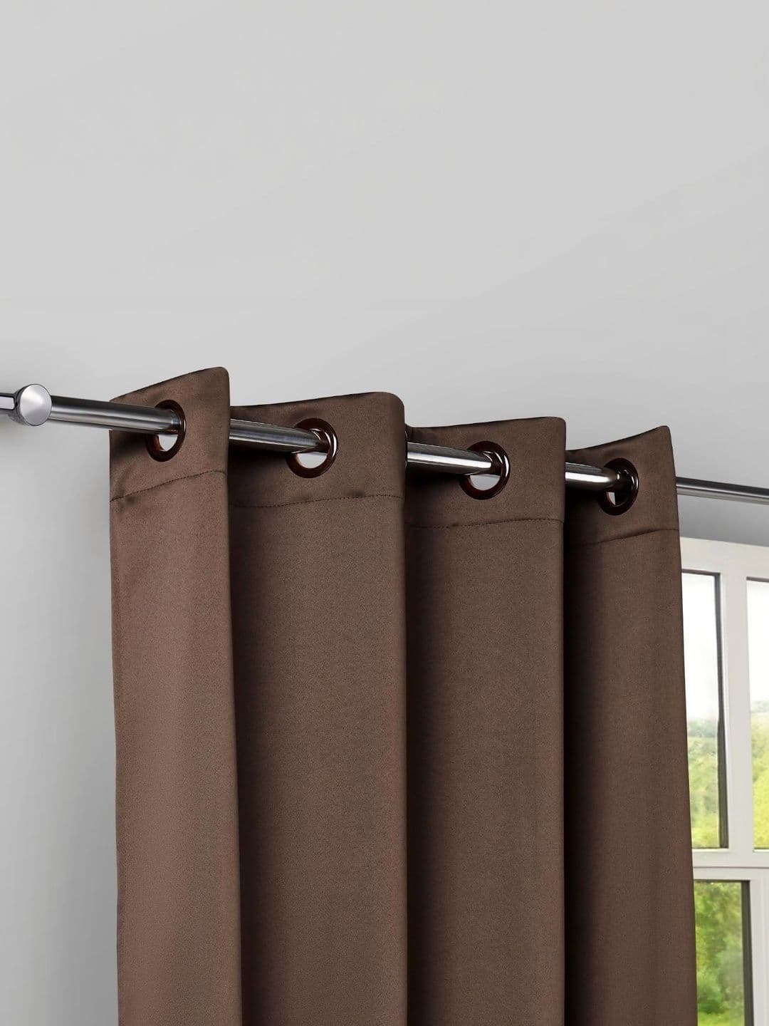 KFHDecor Brown Black Out Long Door Curtain - view 1