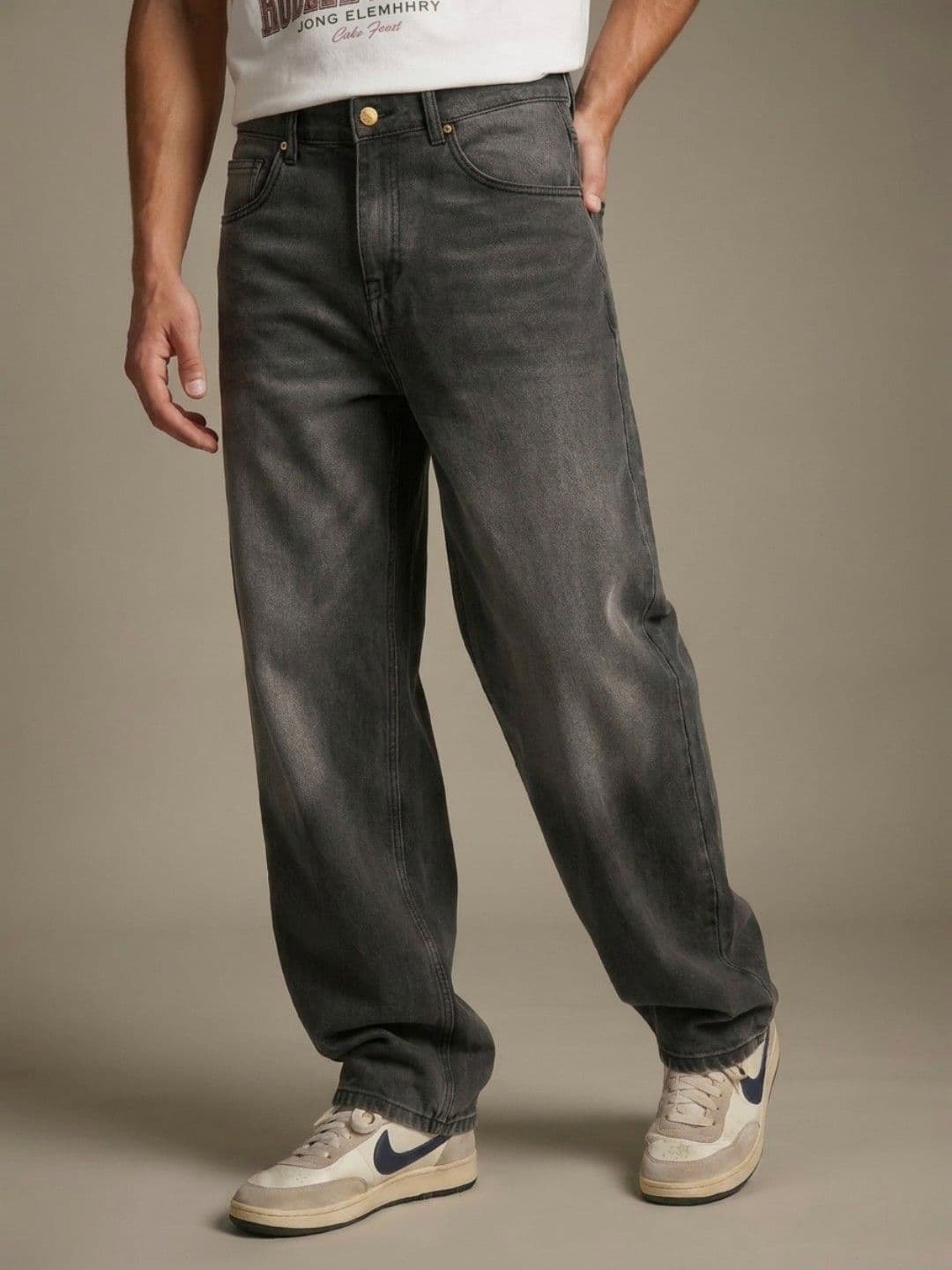 glitchez Barrel Fit Light Fade Stretchable Jeans - view 1